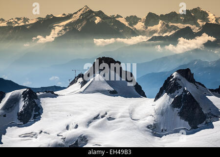 Mont Blanc mountain massif summer landscape(view from Aiguille du Midi Mount, French ) Stock Photo