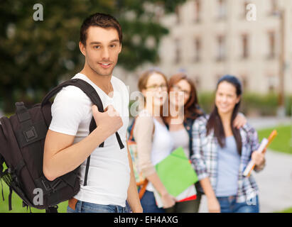 travelling student with backpack Stock Photo