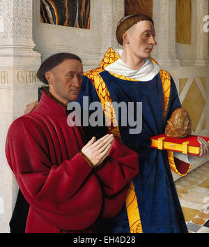 Jean Fouquet, painting, Etienne Chevalier with St. Stephen, 1452-1458 ...