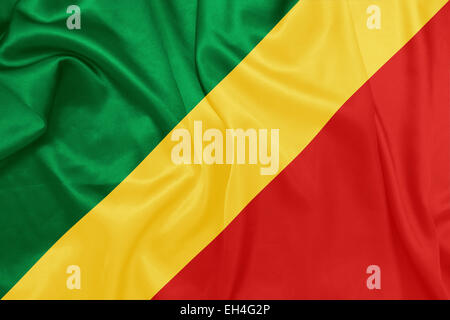 Republic of The Congo - Waving national flag on silk texture Stock Photo