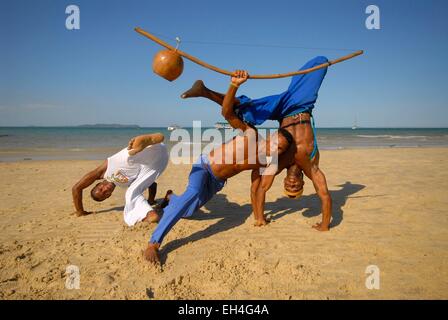 Brazil, Bahia state, Itaparica, Salvador de Bahia Bay, Itaparica island, capoeira on the beach of Itaparica Stock Photo