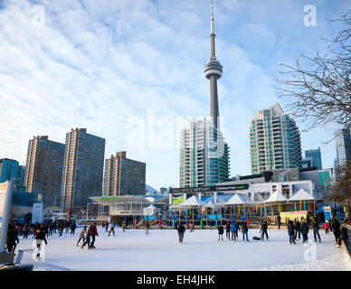 Winter skating ring at Harbourfront;Toronto;Ontario;Canada Stock Photo