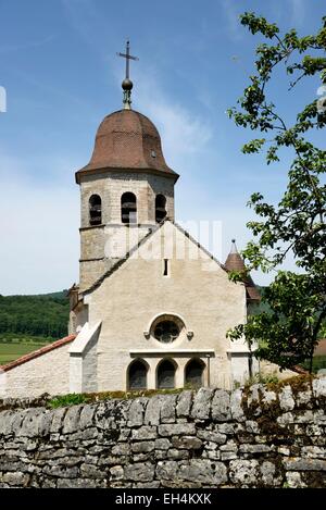 France, Jura, Gigny, abbey founded in 891, abbey church, octagonal tower Stock Photo