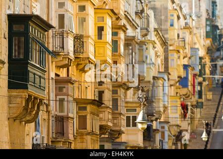 Malta, La Valletta, listed as World Heritage by the UNESCO, streets of the old historical city Stock Photo