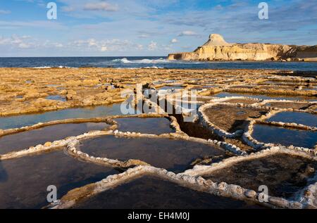 Malta, Gozo, salt of Xwenji still operated today Stock Photo