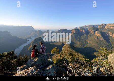 South Africa, Mpumalanga, Drakensberg Escarpment, Blyde River Canyon, Three Rondavels Stock Photo