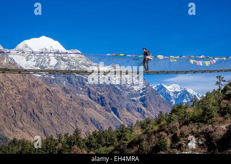 Nepal, Gandaki zone, Manaslu Circuit, between Lho and Samagaon Stock Photo