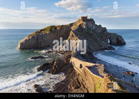 Spain, Vizcaya Province, Bermeo, San Juan de Gaztelugatxe peninsula, Basque Country Stock Photo