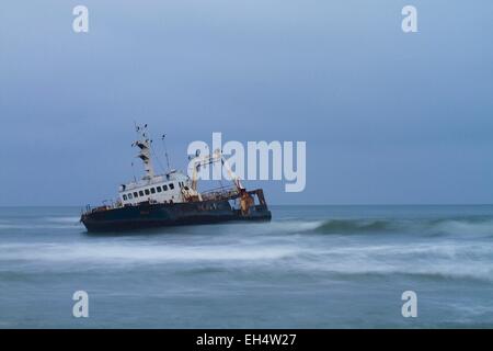 Namibia, Erongo region, Namib desert, Henties Bay, wreck of Zeila Stock Photo