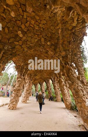 Spain, Catalonia, Barcelona, Gracia district, Park Guell listed as World Heritage by UNESCO by UNESCO, the architect Antoni Gaudi Stock Photo