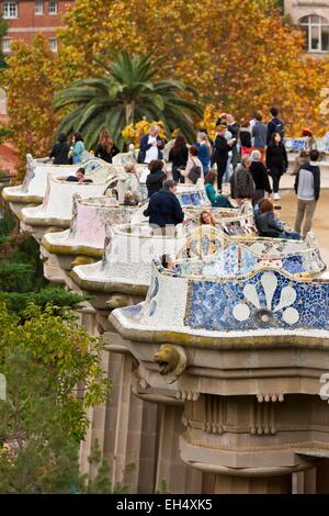 Spain, Catalonia, Barcelona, Gracia district, Park Guell listed as World Heritage by UNESCO by UNESCO, the architect Antoni Gaudi Stock Photo