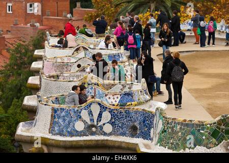 Spain, Catalonia, Barcelona, Gracia district, Park Guell listed as World Heritage by UNESCO by UNESCO, the architect Antoni Gaudi Stock Photo