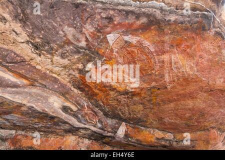 Australia, Northern Territory, Kakadu National Park, listed as World Heritage by UNESCO, Ubirr, rupestral aboriginal painting Stock Photo