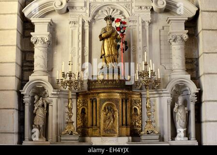 France, Haute Saone, Champlitte, Saint Christophe church dated 19th century, chapel, Saint Vincent statue Stock Photo