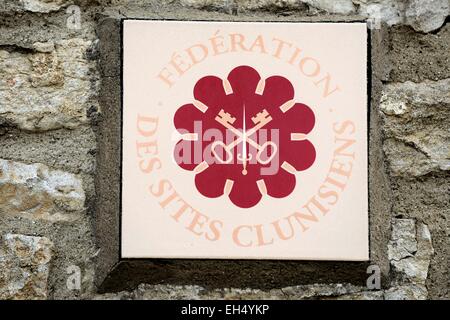 France, Jura, Gigny, abbey founded in 891, panel, Federation des Sites Clunisiens Stock Photo