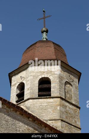 France, Jura, Gigny, abbey founded in 891, abbey church, octagonal tower Stock Photo