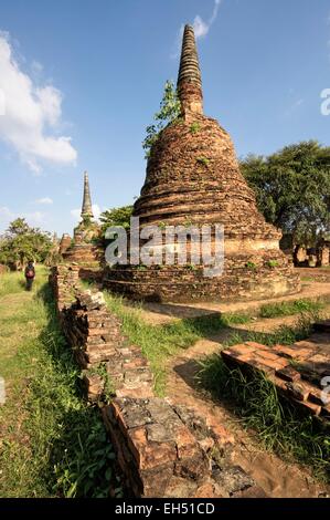 Thailand, Ayutthaya listed as World Heritage by UNESCO, Wat Phra Si Sanphet, alignment of brick stupas Stock Photo