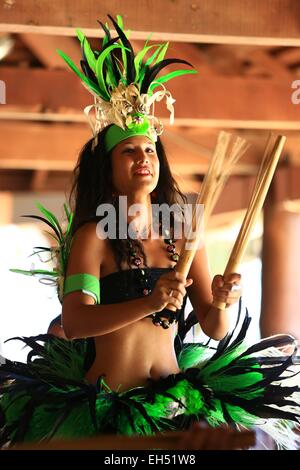 France, New Caledonia, Southern Province, off Noumea Amedee Lighthouse Island, traditional dance show Stock Photo