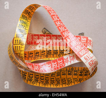 Measuring tape flexible ruler ribbon for tailoring Stock Photo