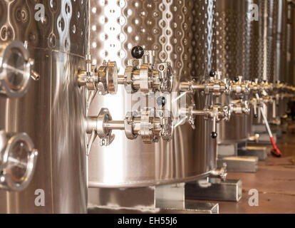 Winery Fermentation Tanks Stock Photo