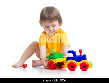 little boy toddler playing with toy Stock Photo