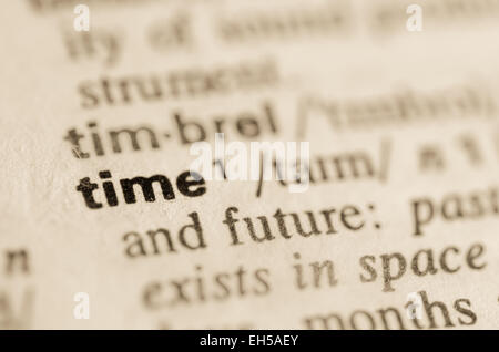 Definition of word time in dictionary Stock Photo