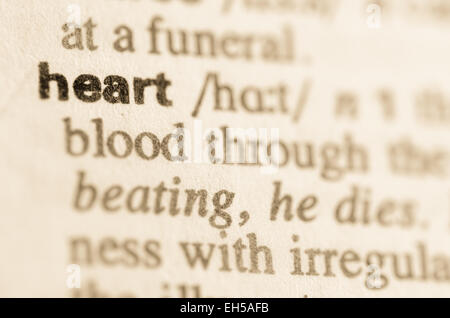 Definition of word heart  in dictionary Stock Photo