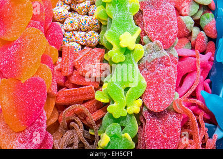 Colourful confectionery at the Boqueria in Barcelona Stock Photo