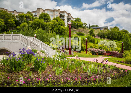 The Chinese Gardens at the Louise McKinney Riverside Park in Edmonton, Alberta, Canada. Stock Photo