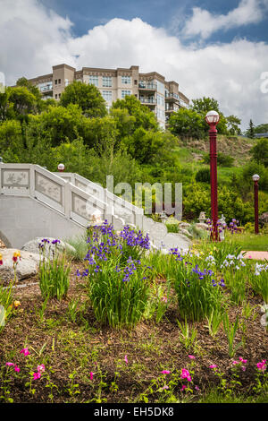 The Chinese Gardens at the Louise McKinney Riverside Park in Edmonton, Alberta, Canada. Stock Photo