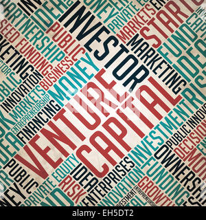 Venture Capital Background - Grunge Wordcloud Concept on Old Paper. Stock Photo