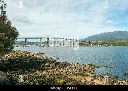 Tasman Bridge from Lindisfarne, Hobart, Tasmania, Australia Stock Photo