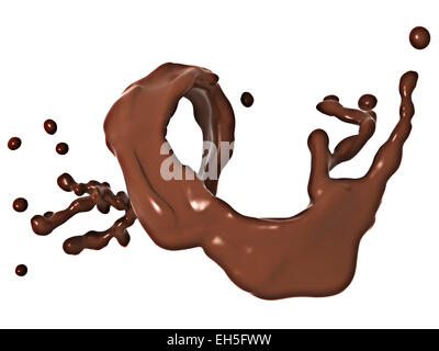 Splash Liquid chocolate isolated over white background. Large resolution Stock Photo