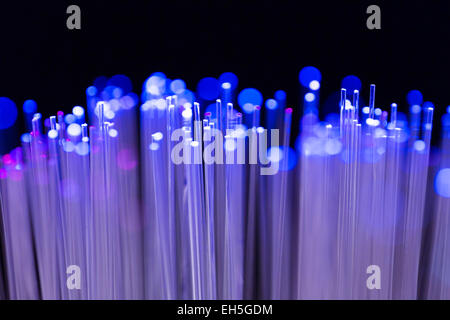 Fibre Optic cable glowing Stock Photo