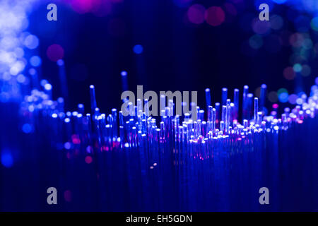Fibre Optic cable glowing Stock Photo