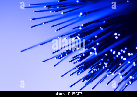 Fibre Optic cable glowing Stock Photo