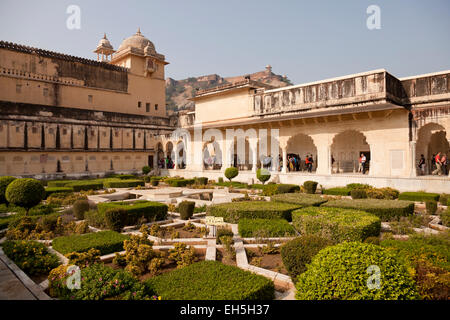 Amber Fort gardens, Jaipur, Rajasthan, India, Asia Stock Photo