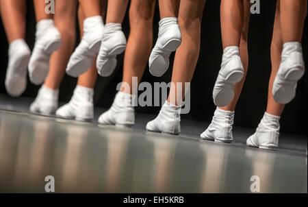 Suhl, Germany. 07th Mar, 2015. Majorettes march during the North-German championship of carnevalistic dancing in Suhl, Germany, 07 March 2015. About 1700 dancers of different age groups perform their various dance styles. Photo: Michael Reichel/dpa/Alamy Live News Stock Photo