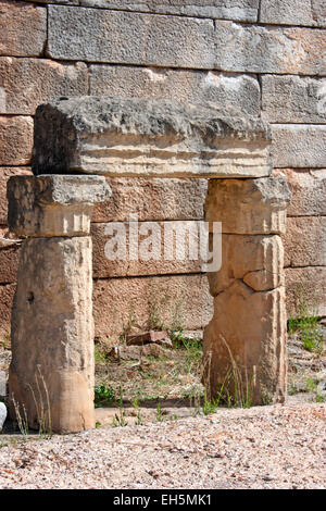 Detail in the Arsinoe Fountain House in Ancient Messene (Messini), The Pelonnese, Greece Stock Photo