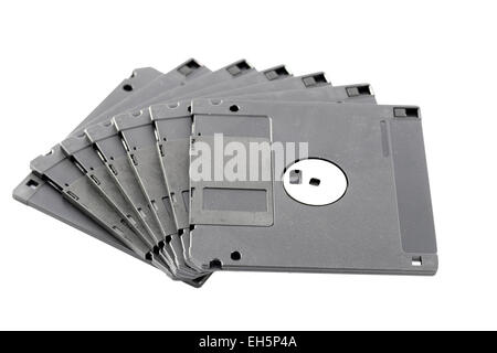 Black floppy disk isolated on white background. Stock Photo