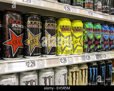 Energy Drink Aisle, Publix Super Market in Florida, USA Stock Photo