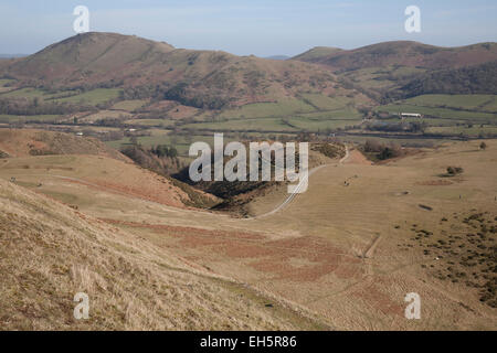 View of Church Stretton Golf Club from the Long Mynd Stock Photo