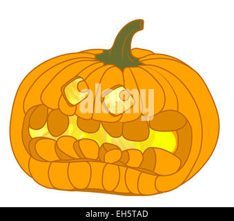 Scary Halloween pumpkin isolated on white. Large size Stock Photo