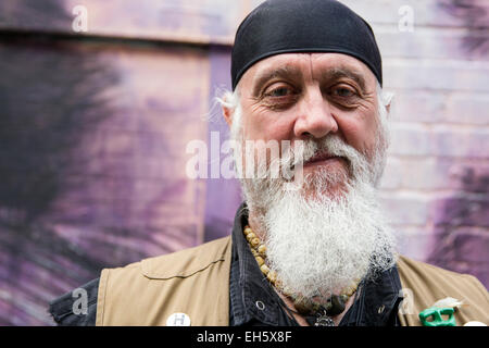 Man with large white beard Stock Photo