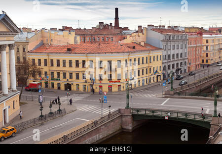 St. Petersburg, Russia - October 25, 2014: Saint-Petersburg, Russia. Griboyedov Canal embankment and Voznesensky bridge, view fr Stock Photo