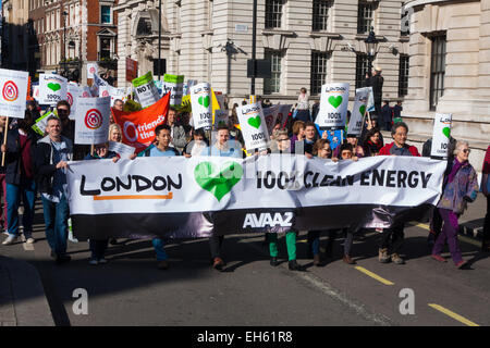 London, UK. 7th March, 2015. Several thousand people from across the UK march through London in the Time To Act National Climate March. Credit:  Paul Davey/Alamy Live News Stock Photo