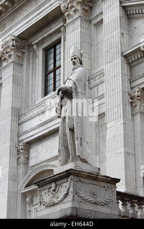 Blessed Meinhard statue in front of Urbino Cathedral, Italy Stock Photo
