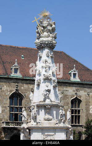 Holy Trinity column in front of Matthias Church in Budapest, Hungary Stock Photo