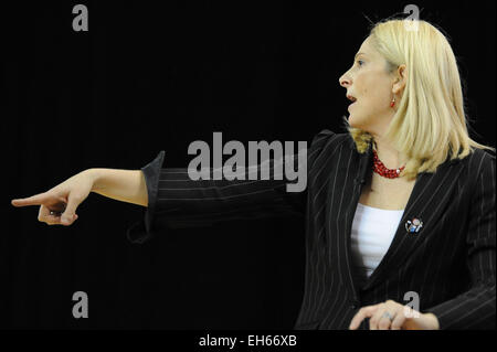 Hoffman Estates, IL, USA. 7th Mar, 2015. Maryland Terrapins head coach Brenda Frese in action in the second half during the 2015 Big Ten Women's Basketball Tournament game between the Maryland Terrapins and the Northwestern Wildcats at the Sears Centre in Hoffman Estates, IL. Patrick Gorski/CSM/Alamy Live News Stock Photo