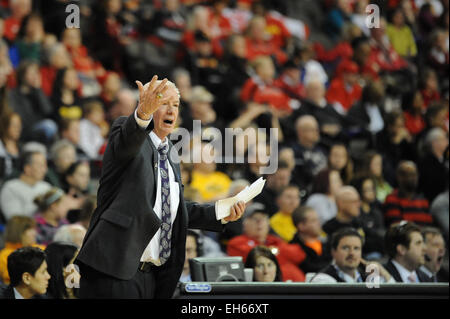 Hoffman Estates, IL, USA. 7th Mar, 2015. Northwestern Wildcats head coach Joe McKeown in action in the second half during the 2015 Big Ten Women's Basketball Tournament game between the Maryland Terrapins and the Northwestern Wildcats at the Sears Centre in Hoffman Estates, IL. Patrick Gorski/CSM/Alamy Live News Stock Photo